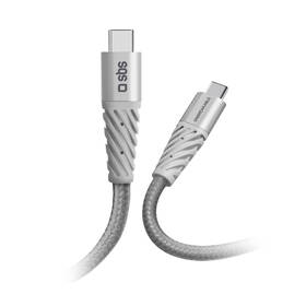 Kabel SBS Aramid Fibre USB-C/USB-C, 60 W, 1,5 m šedá barva
