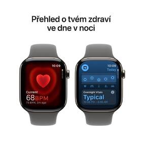 Chytré hodinky Apple GPS + Cellular 42mm pouzdro z přírodního titanu - skálově šedý sportovní řemínek - S/M 
