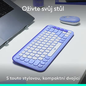 Klávesnice s myší Logitech POP ICON, US layout fialová barva
