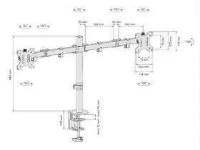 Držák Connect IT TwinArm Basic Alfa na 2 monitory 13" až 32", nosnost 2x8 kg černá barva
