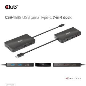 Dokovací stanice Club3D USB-C, Dual DisplayPort 4K, 7in1 černá barva
