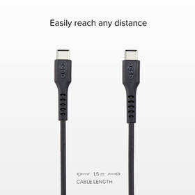 Kabel SBS USB-C/USB-C, 25 W, 1,5 m černá barva
