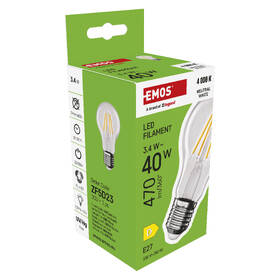 Žárovka LED EMOS Filament A60, 3,4 W, E27, neutrální bílá 
