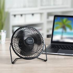 Ventilátor Hama Metal, 20 cm (8"), 2 stupně rychlosti, USB napájení černá barva
