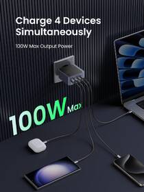 Nabíječka do sítě UGREEN Nexode S 100W 3xUSB-C, 1xUSB-A, GaN šedá barva
