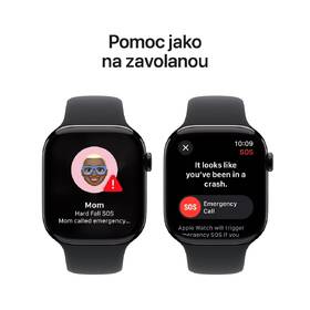 Chytré hodinky Apple GPS + Cellular 42mm pouzdro z klavírně černého hliníku - černý sportovní řemínek - S/M 
