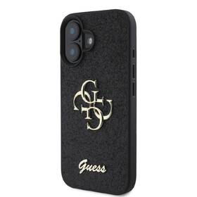 Kryt na mobil Guess Fixed Glitter 4G Metal Logo na Apple iPhone 16 černá barva
