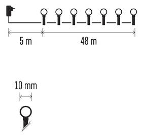 Vánoční osvětlení EMOS 480 LED cherry řetěz - kuličky, 48 m, venkovní i vnitřní, teplá bílá, časovač 
