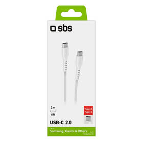 Kabel SBS USB-C/USB-C, 25 W, 2 m bílá barva
