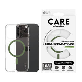 Kryt na mobil PanzerGlass CARE Urban Combat na Apple Iphone 16 Pro, MagSafe zelená barva
