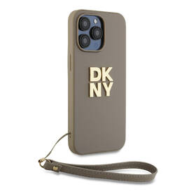 Kryt na mobil DKNY Leather Stack Strap Wrist na Apple iPhone 14 Pro béžová barva
