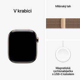 Chytré hodinky Apple GPS + Cellular 42mm pouzdro ze zlatého titanu - zlatý milánský tah 
