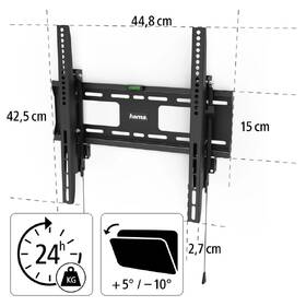 Držák TV Hama Professional, naklápěcí, pro úhlopříčky 32" až 65", nosnost 50 kg černá barva
