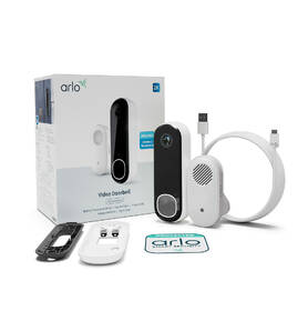 Videozvonek Arlo Essential (Gen.2) Video Doorbell and Chime 2K Security bílá barva
