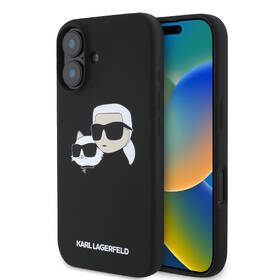 Kryt na mobil Karl Lagerfeld Liquid Silicone Double Heads MagSafe na Apple iPhone 16 Plus černá barva
