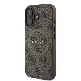 Kryt na mobil Guess PU Leather 4G Colored Ring MagSafe na Apple iPhone 16 Plus hnědá barva
