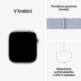 Chytré hodinky Apple GPS 46mm pouzdro ze stříbrného hliníku - oblačně modrý provlékací sportovní řemínek 
