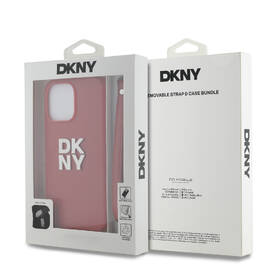 Kryt na mobil DKNY Leather Stack Strap Wrist na Apple iPhone 14 Pro červená barva
