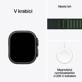 Chytré hodinky Apple GPS + Cellular 49mm pouzdro z černého titanu - tmavě zelený alpský tah - S 
