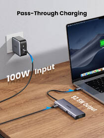 Dokovací stanice UGREEN USB-C/3×USB, SD, VGA, 3,5mm Jack, RJ45, HDMI šedá barva
