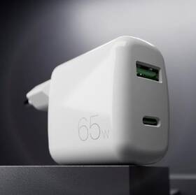 Nabíječka do sítě Puro MiniPro USB-C/USB-A, GaN, 65 W bílá barva
