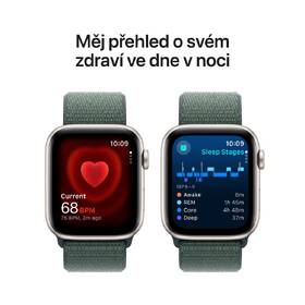 Chytré hodinky Apple GPS 44mm pouzdro z hvězdně bílého hliníku - jezerně zelený provlékací sportovní řemínek 
