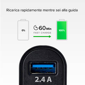 Adaptér do auta SBS Mini 2x USB-A, 12W, 2,4A, 12/24V černá barva
