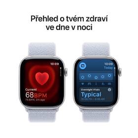 Chytré hodinky Apple GPS 46mm pouzdro ze stříbrného hliníku - oblačně modrý provlékací sportovní řemínek 
