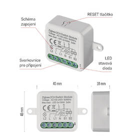 Modul EMOS GoSmart spínací IP-2102SZ, ZigBee, 2-kanálový 
