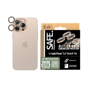 Tvrzené sklo PanzerGlass SAFE Camera Hoops pro Apple Iphone 16 Pro/15 Pro/16 Pro Max/15 Pro Max, třpytivé zlatá barva
