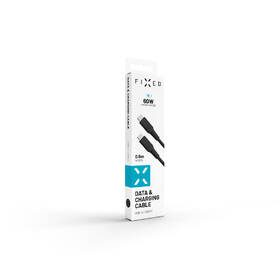 Kabel FIXED Liquid silicone USB-C/USB-C s podporou PD, 60W, 0,5m černá barva
