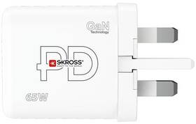 Cestovní adaptér SKROSS USB A+C 65W GaN UK, Power Delivery, typ G 
