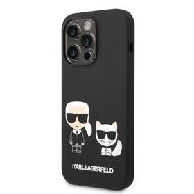 Kryt na mobil Karl Lagerfeld and Choupette Liquid Silicone na Apple iPhone 14 Pro Max černá barva
