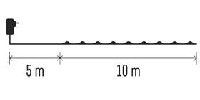 Vánoční osvětlení EMOS 100 LED nano řetěz stříbrný, 10 m, venkovní i vnitřní, studená bílá, časovač 
