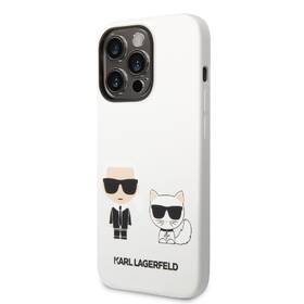 Kryt na mobil Karl Lagerfeld and Choupette Liquid Silicone na Apple iPhone 14 Pro Max bílá barva
