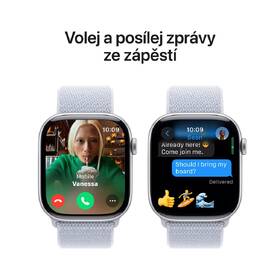 Chytré hodinky Apple GPS 46mm pouzdro ze stříbrného hliníku - oblačně modrý provlékací sportovní řemínek 
