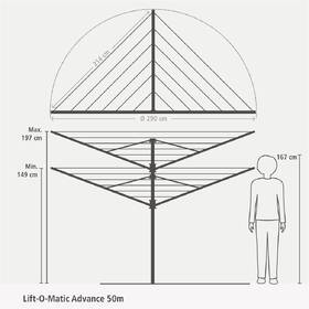 Sušák na prádlo Brabantia Lift-O-Matic Advance, 50 m 
