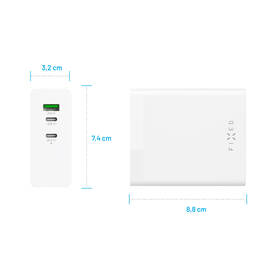 Nabíječka do sítě FIXED Charging Station, 2xUSB-C 1xUSB-A, GaN, PD 3.1, 140W bílá barva
