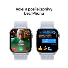 Chytré hodinky Apple GPS + Cellular 46mm pouzdro ze stříbrného hliníku - oblačně modrý provlékací sportovní řemínek 
