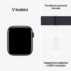 Chytré hodinky Apple GPS 44mm pouzdro z temně inkoustového hliníku - Inkoustově fialový provlékací sportovní řemínek 
