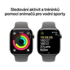 Chytré hodinky Apple GPS + Cellular 46mm pouzdro z přírodního titanu - skálově šedý sportovní řemínek - S/M 
