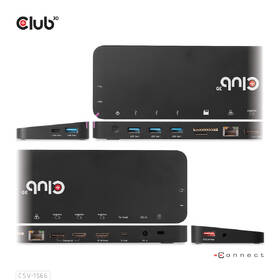 Dokovací stanice Club3D USB-C, Triple Display DP, PD Charging Dock 120 W černá barva
