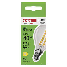 Žárovka LED EMOS Filament Mini Globe, 3,4 W, E14, neutrální bílá 
