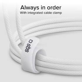 Kabel SBS USB-C/USB-C, PD, 100 W, 1,5 m šedá barva
