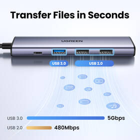 USB Hub UGREEN USB-C/USB-C, 3×USB, HDMI stříbrná barva
