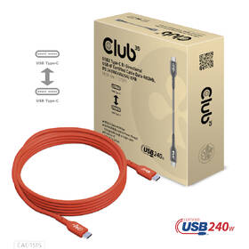 Kabel Club3D USB-C 240W, 4m červená barva
