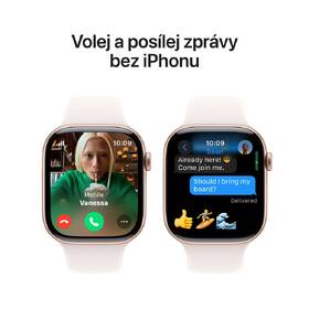 Chytré hodinky Apple GPS + Cellular 42mm pouzdro z růžově zlatého hliníku - světle ruměný sportovní řemínek - S/M 
