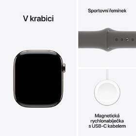 Chytré hodinky Apple GPS + Cellular 42mm pouzdro z přírodního titanu - skálově šedý sportovní řemínek - S/M 
