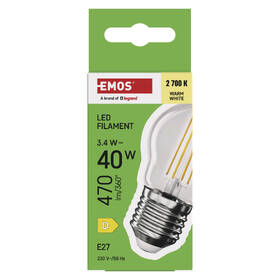 Žárovka LED EMOS Filament Mini Globe, 3,4 W, E27, teplá bílá 
