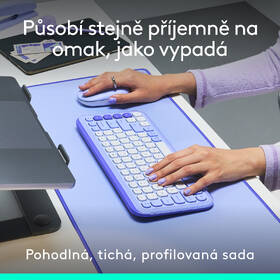 Klávesnice s myší Logitech POP ICON, US layout fialová barva
